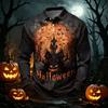 Men's Quick Dry Mesh Long Sleeve Golf Shirt with Halloween Print for Casual Wear
