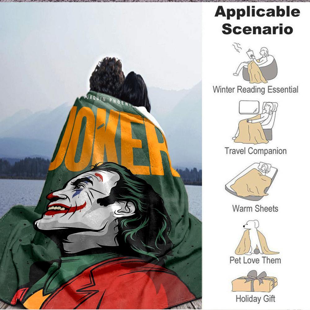 1pc Joker Flannel Throw Blanket - HD Printed Lightweight Soft Warm All-Season Blanket for Sofa, Bed, Travel, Camping 177