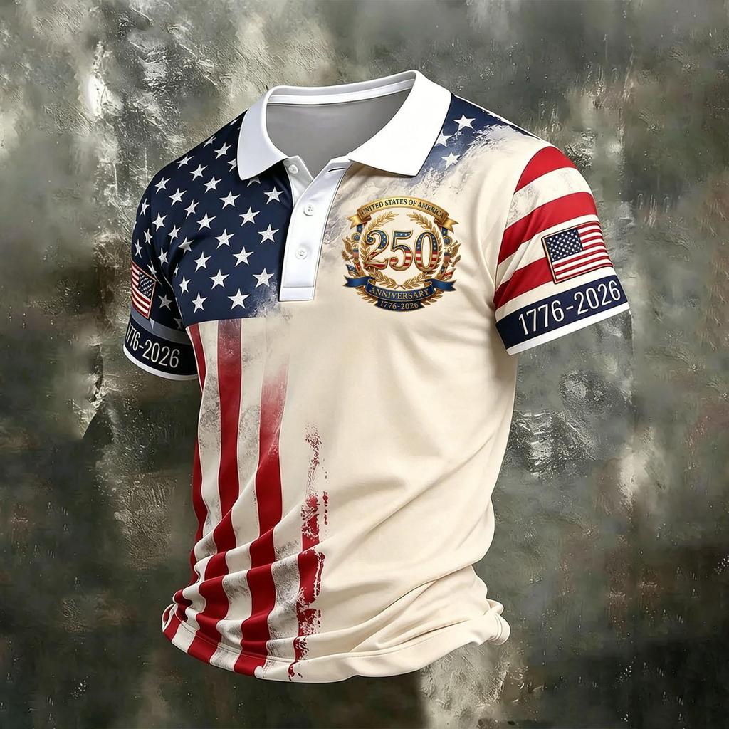 Men's Casual Quick Dry Mesh Golf Polo Shirt Short Sleeve Moisture Wicking Lightweight Breathable Letter Print Top for Outdoor Sports Activities