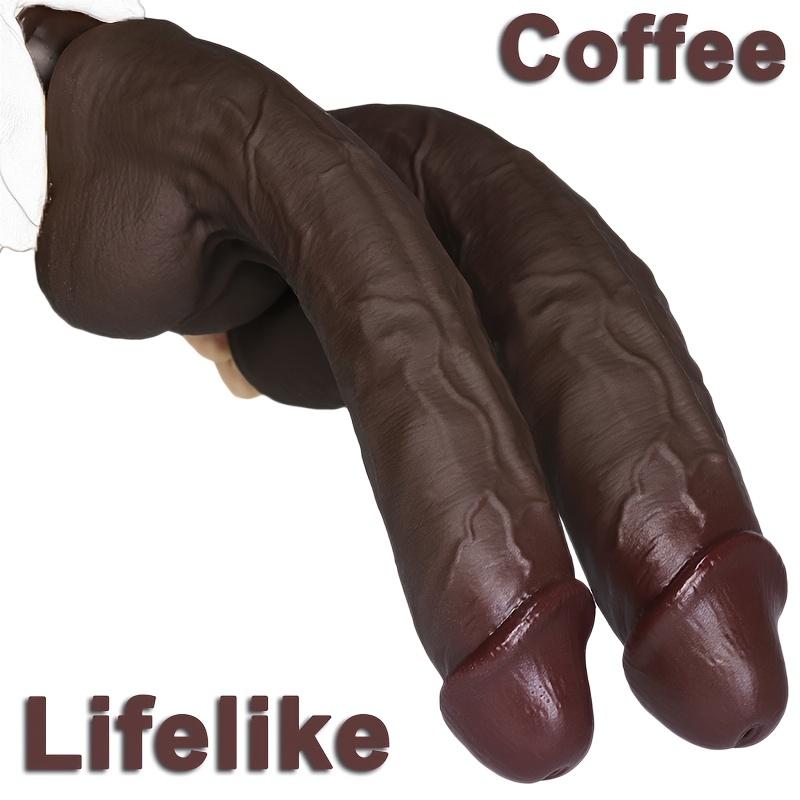 Coffee Realistic Liquid Silicone Dildo, XL Size, Strong Suction Cup, Soft Body-Safe Silicone, Waterproof, Discreet Packaging