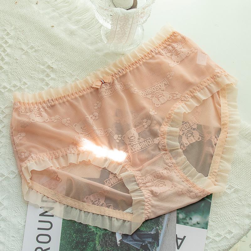 

Трусики больших размеров для девочек, милое сетчатое летнее нижнее белье, тонкие трусы со средней талией плюс версия L розовый