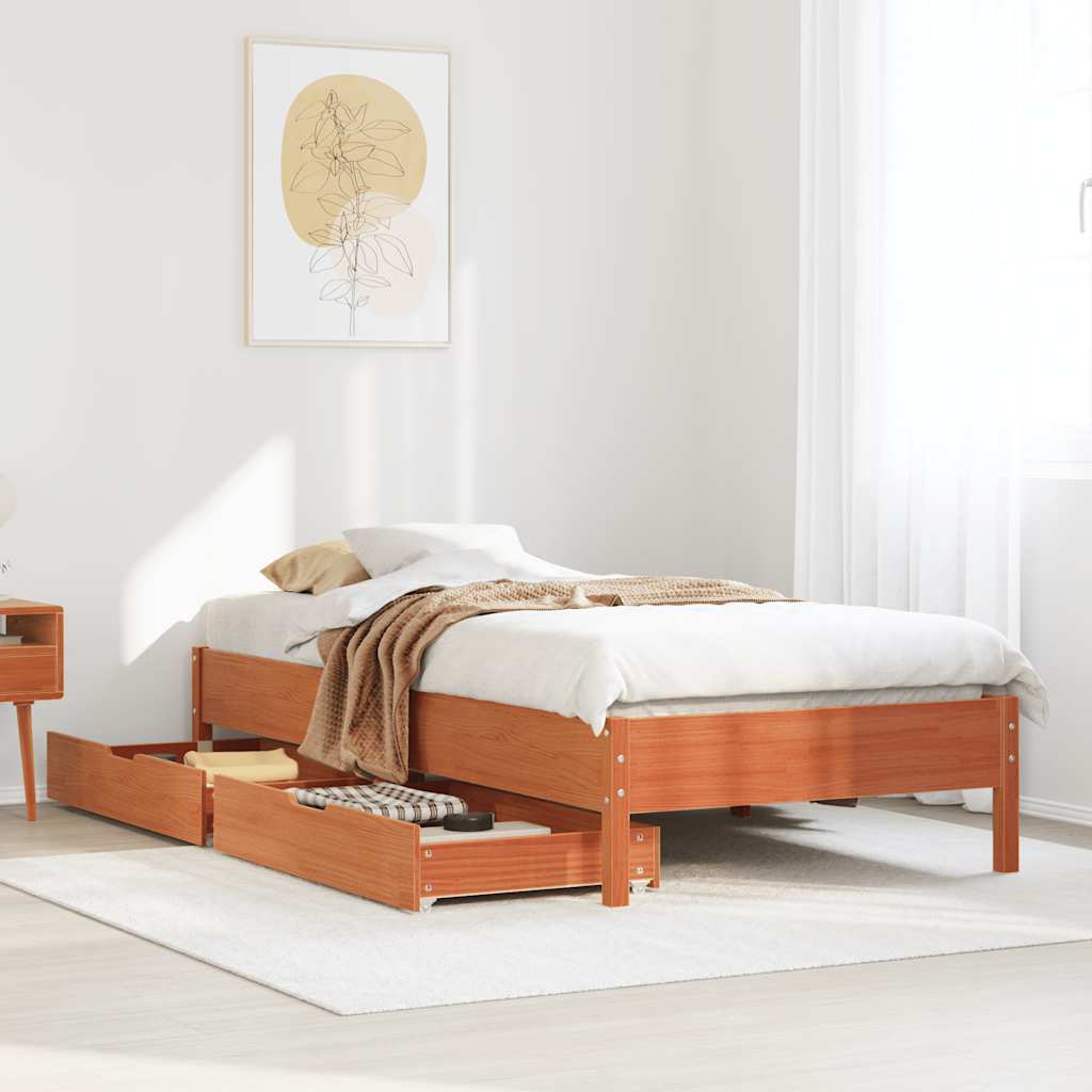 Solid Wood Bed without Mattress Wax Brown 90x200 cm Pine Wood