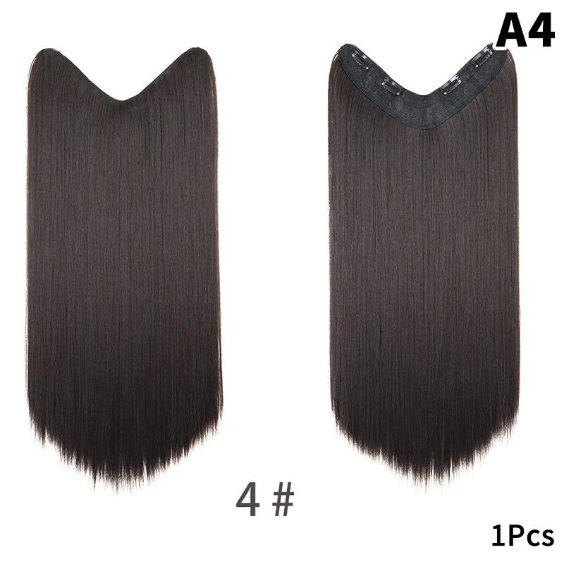 

Synthetic Long Straight Hair V-Shaped 4 Clip In Hair Extensions One-Piece Type For Women Hair Accessories