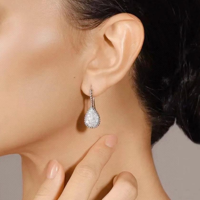 Hot Brand Vintage Earrings for Women Gift Luxury Jewelry Fashion Water Drop Designer Eardrop Pure 925 Sliver Party Stud Earrings