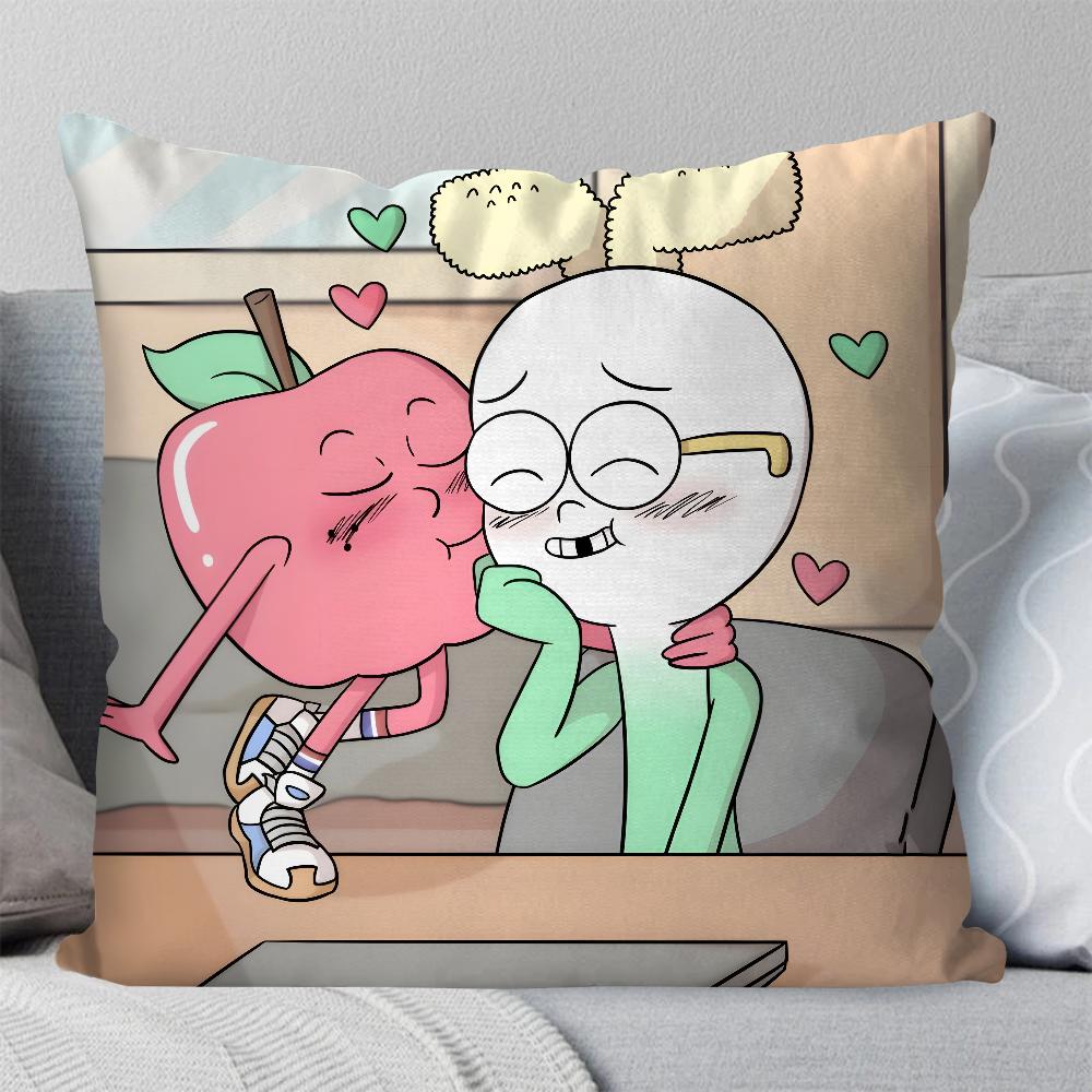 Anime Komedie Voedsel A-Appel En Ui Kussensloop Vierkante Kussen Slaapkamer Bank Vrije Tijd Comfort Auto Woonkamer Huisdecoratie 40X40