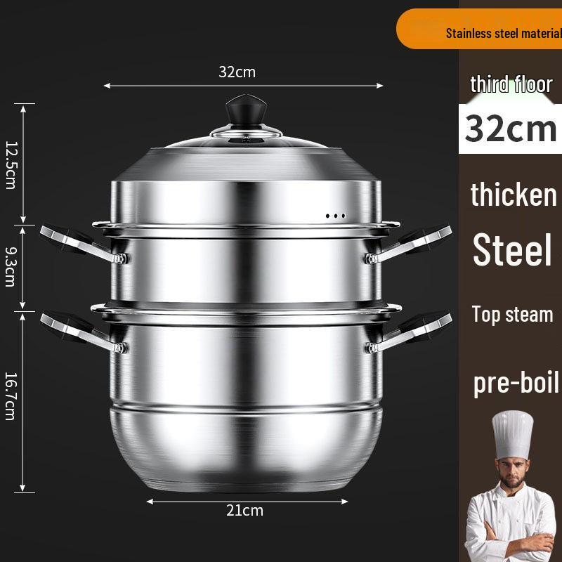 Customizable 304/316 Stainless Steel Multi-functional Food-Grade Thickened Steamer Basket and Pot