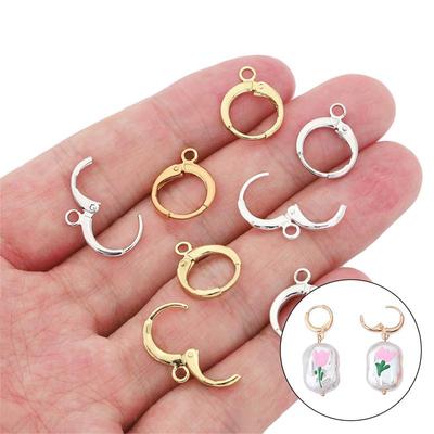 10Pcs Copper Plated Round French Hook Charm For DIY Necklace Bracelet Earrings Jewelry Making Craft Accessories