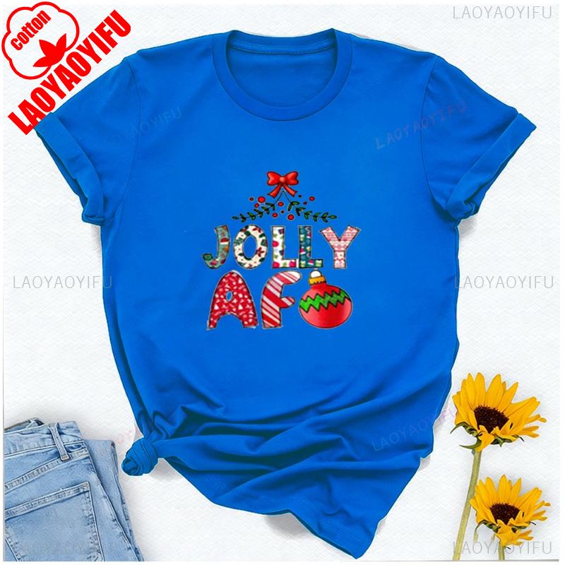 Jolly Af Funny Christmas Holiday Letters Tee Jolliest Humorous New Year Santas Favorite Lamp Bulb Allmatch Graphic Tshirts