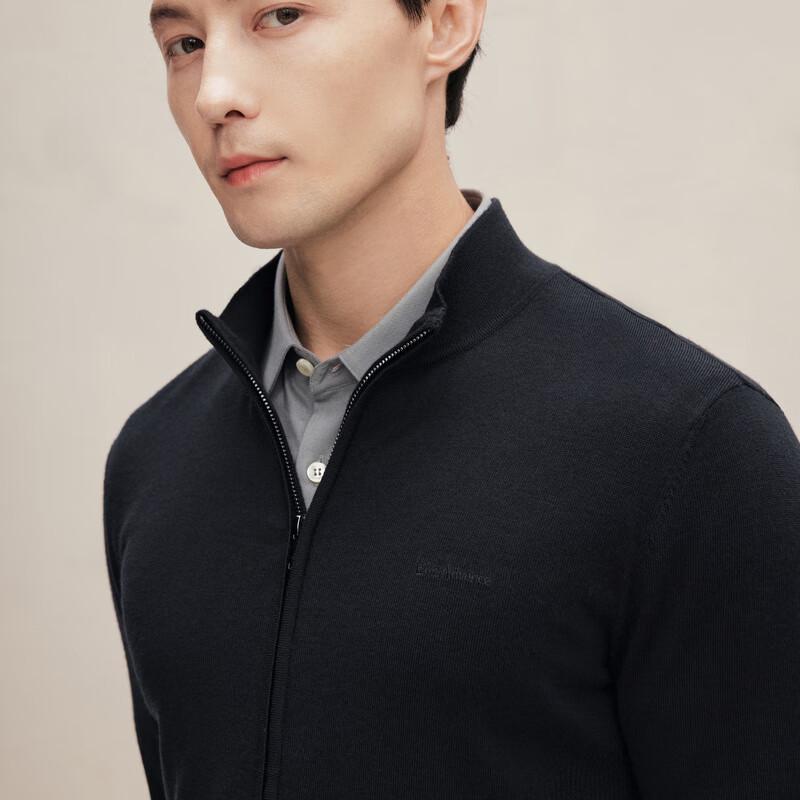 EMZ Men's Stand Collar Wool Cardigan