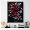 5D Gothic Red Diamond Gem Rose Set, DIY Rhinestone Cross Stitch Craft, Decorative Home Wall Decorations