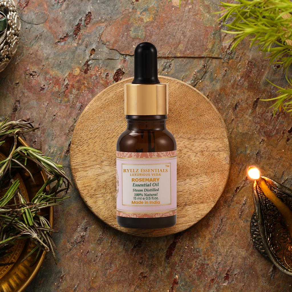 RYLLZ ESSENTIALS Rosemary Essential Oil 15ml | For Quick Hair Growth, Hair Fall Control, Dandruff, Shiny Soft, Nourishme