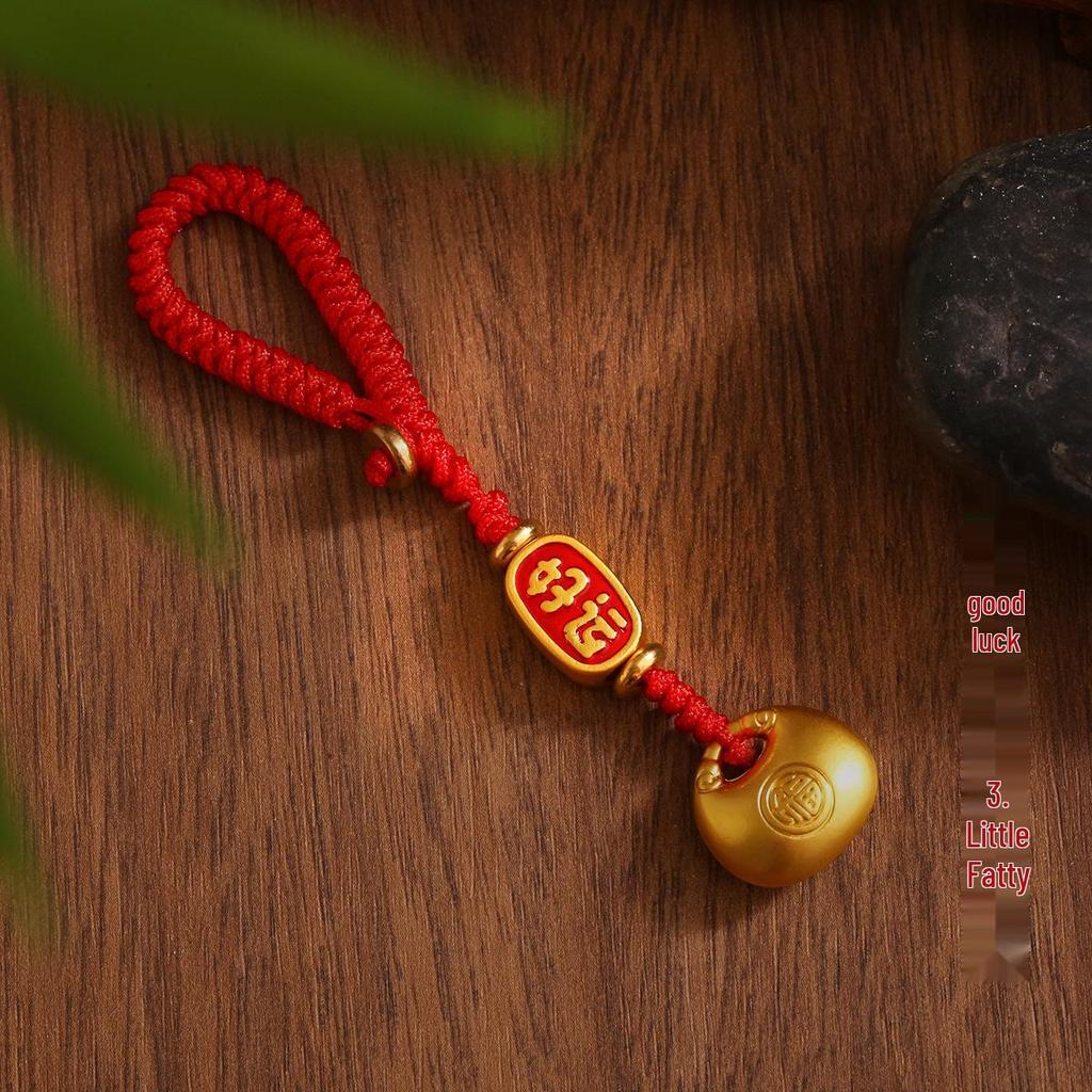 Handmade Red String Blessings Keychain Pendant for Men & Women - Retro Woven Rope Circle Ornament
