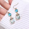 Pinkdudu Fashion 5 Color Square Glass Pendant Drop Earrings Romantic Luxury Simple Geometric Earring for Women Jewelry PD1202