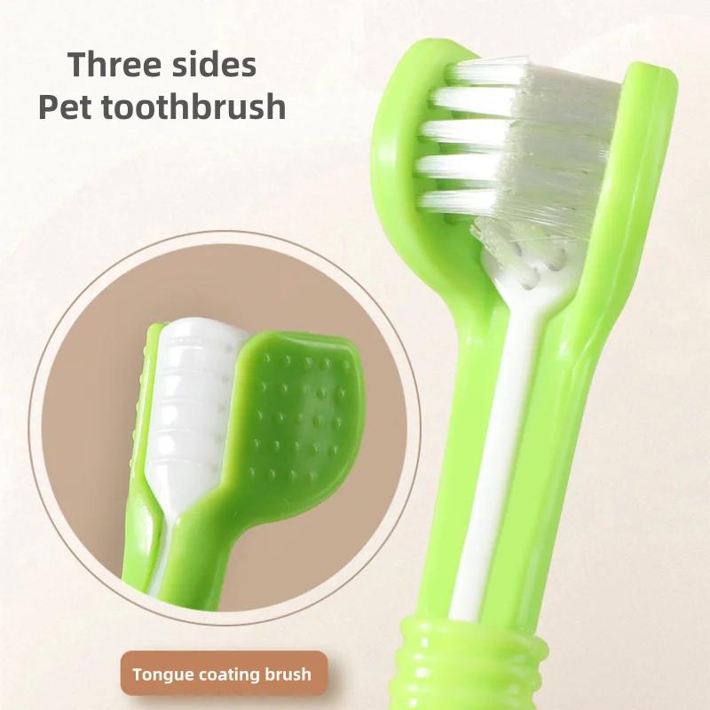 Pet Three Head Toothbrush Pet Dog Toothbrush Cat Toothbrush Cat and Dog Oral Cleaning Products Small Dog Soft Hair Toothbrush
