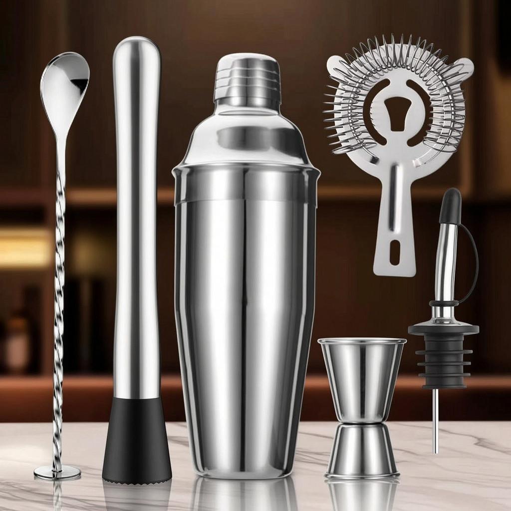 Cocktail Bar Tool Set With Stainless Steel Shaker For Home Entertaining