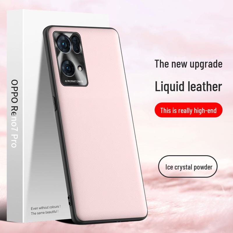 Fall- und schmutzabweisende Flüssiglederhülle für Oppo Reno7 Pro. Wird als ein Stück geliefert.