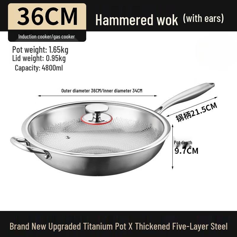 Chuchuang Jingpin 36cm Non-stick Flat-Bottom Wok with Lid