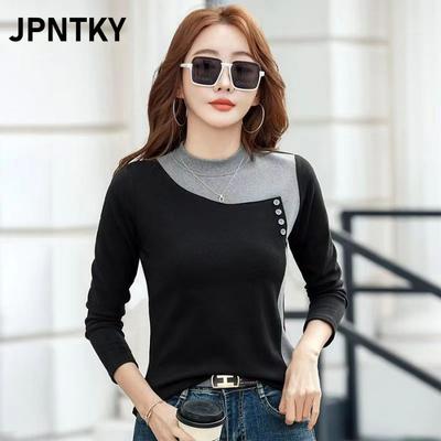 JPNTKY Women's Fashion Casual Long Sleeve O Neck Blouses & Shirts
