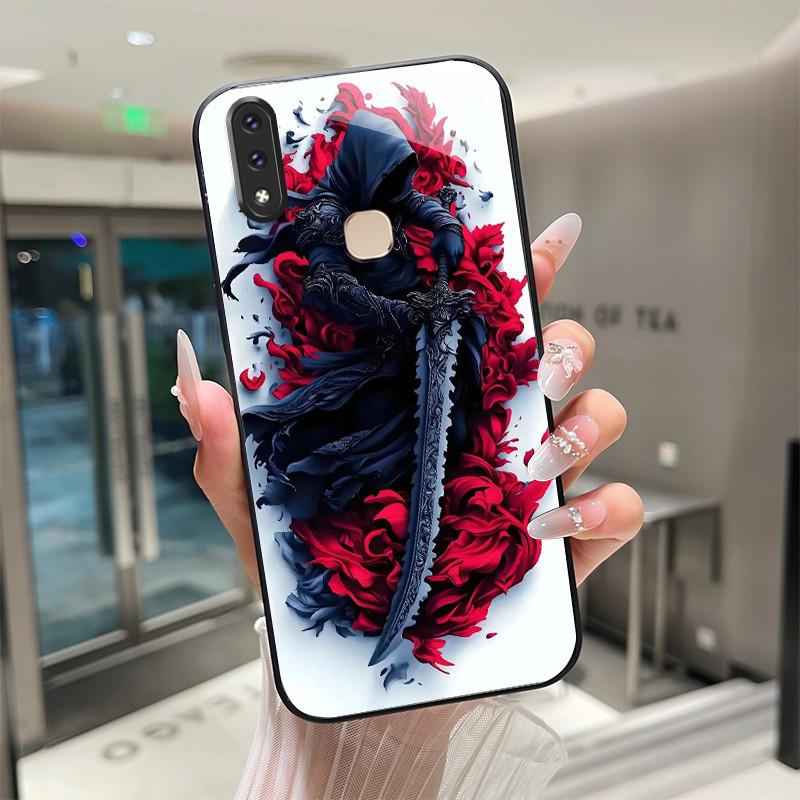 

Beautiful Flower Cute Cartoon Cats Case For For Vivo Y85 V9 1723 1727 1726 Tempered Glass Phone Case Protective Cover Hard Shell vivo V9 Y85