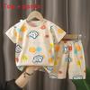 Baby Cotton T Shirt And Shorts Set With Animal Prints For Summer Toddler Wear