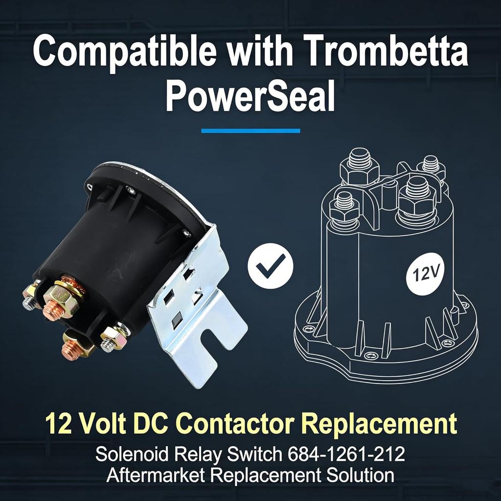 684-1261-212 Relé Interruptor Solenoide de Partida 12 Volts 4 Terminais Corrente 150A Máx 800A para Contator DC Trombetta PowerSeal c/ Suporte em L 684-1251-212