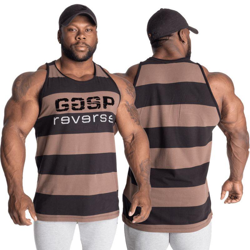

Gasp Spring and Autumn Fitness Bodybuilding Training Exercise Tight High Elastic Show Muscle Men Fashion Strength Lift Contrast Color Vest Black S(60-70kg)