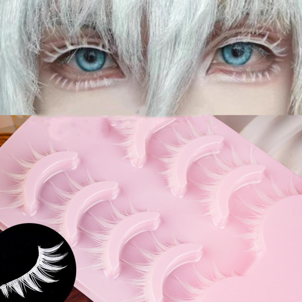 10Clusters Dense White Whole Cluster Eyelashes Makeup Curled Fake Eyelashes  Cosplay
