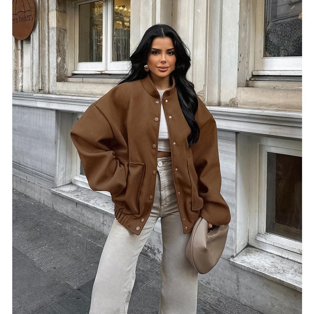 Autumn and winter retro warm Maillard brown woolen coat Russian women s thickened loose long-sleeved coat S коричневый