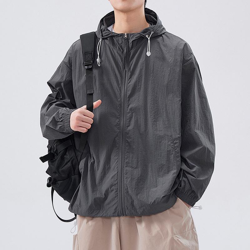 Ice Silk UPF 50+ Men's Sun Protection Coat Breathable Lightweight Summer Quick Dry UV Protect Outdoor Hoodie for Hiking Fishing