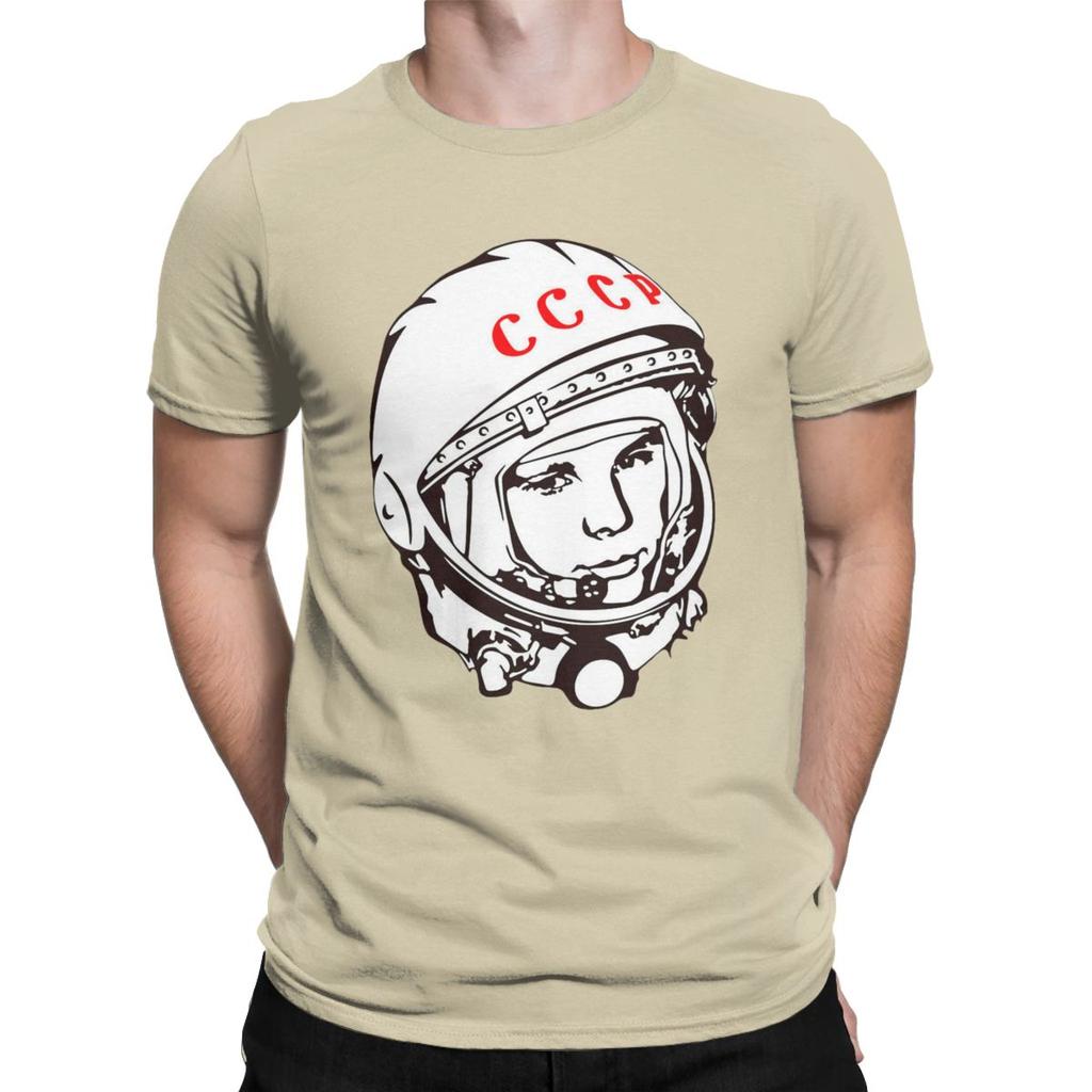 Vintage Yuri Gagarin USSR T-Shirts for Men T Shirt Cosmonaut Soviet Union Astronaut CCCP Short Sleeve Tees 4XL 5XL Clothes