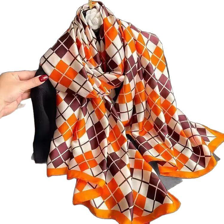 Satin long scarf scarf shawl women's day gift spring and autumn temperament shawl scarf