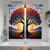 2pcs   Colorful Tree Print Curtains Polyester Rod Pocket Design Light Filtering for Bedroom Living Room Office   Machine Washable