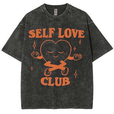 Baumwoll-T-Shirt für Damen im Vintage-Stil mit Herz- und Buchstabenaufdruck, hohe Qualität, übergroß, Unisex, Kurzarm, lässige T-Shirts