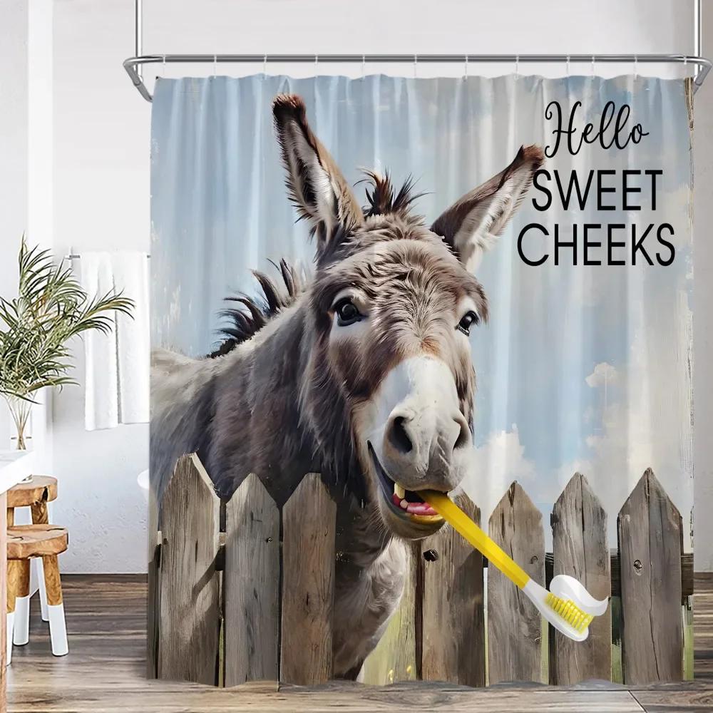 

Funny Animal Cartoon Shower Curtain Bathing Dog Farm Animals Farmhouse Bathroom Decor Kid Child Polyester Bath Curtain With Hook W60H190(CM)-1 Pcs