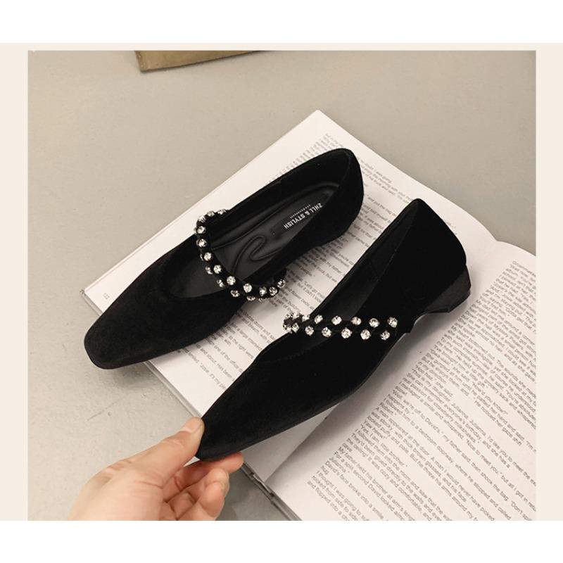 

Весенняя женская обувь туфли Мэри Джейн женские замшевые со стразами женские туфли на плоской подошве и широкие большого размера женские туфли 35 чёрный