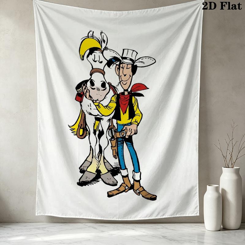 Lucky Luke Wall Tapestry Aesthetic Wall Hanging Printed Fabric Blanket Decorative Tapestries for Bedroom Living Room Home Decor