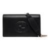 Portafoglio in Pelle con Logo Embossed e Catena Soho Borsa a Spalla Crossbody da Donna Nera 598211-A7M0G-1000
