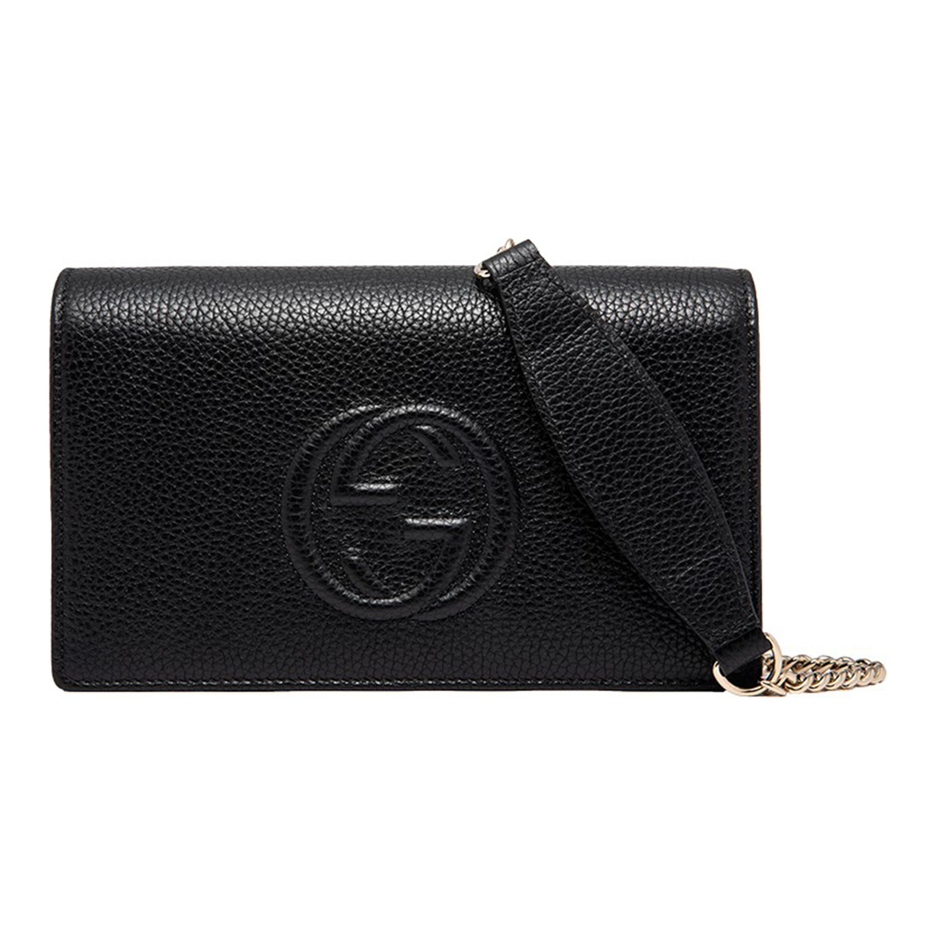 

Gucci Soho Embossed Logo Chain Leather Wallet Shoulder Crossbody Bag Women bags Black 598211-A7M0G-1000 Box(Basic Set+Box)