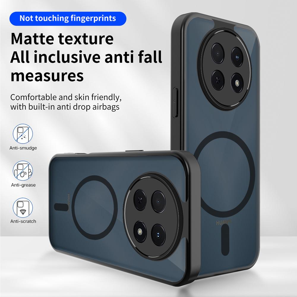 KEYSION Magnetic Phone Case for for Huawei Nova 14i Silicone+PC Matte Translucent Clear Shockproof Back Cover for Huawei Nova14i