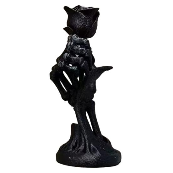 Rose Skeleton Hand Sculpture, 3D Printed Gothic Design Artistic Desktop Decoration, Unique PLA Ornament for Graduates Day Home Decor
