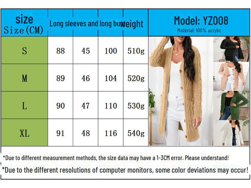 Women's Cable Knit Cardigan - Autumn/Winter Button Sweater