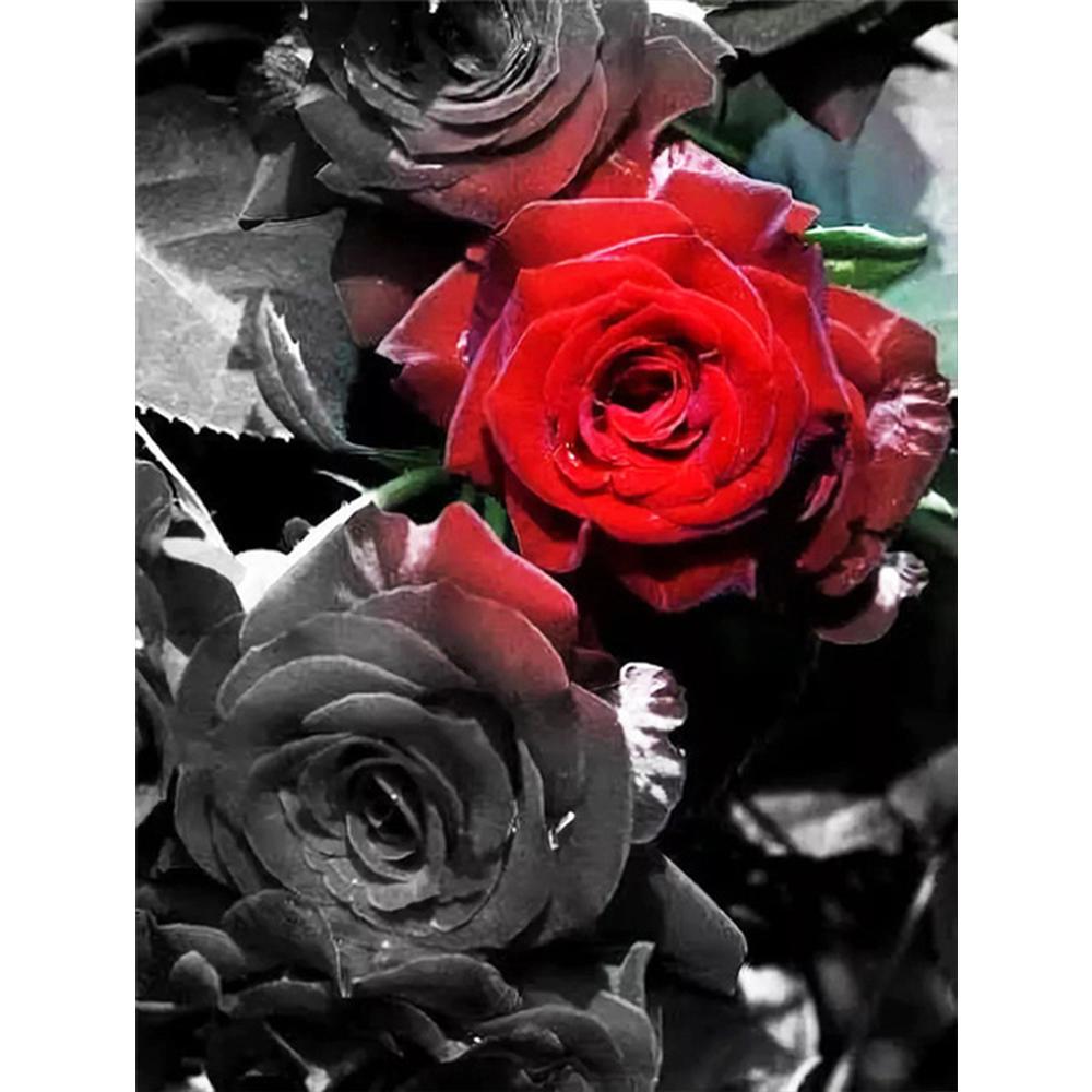 Diamond Painting Flower Rose Full Drill 5D Home Decor Diamond Embroidery Black Red Mosaic Wall Stickers