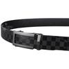Men's belt, no holes, large size, stylish, casual, genuine leather, check pattern, casual belt, jeans belt, brand, automatic lock, adjustable, men's