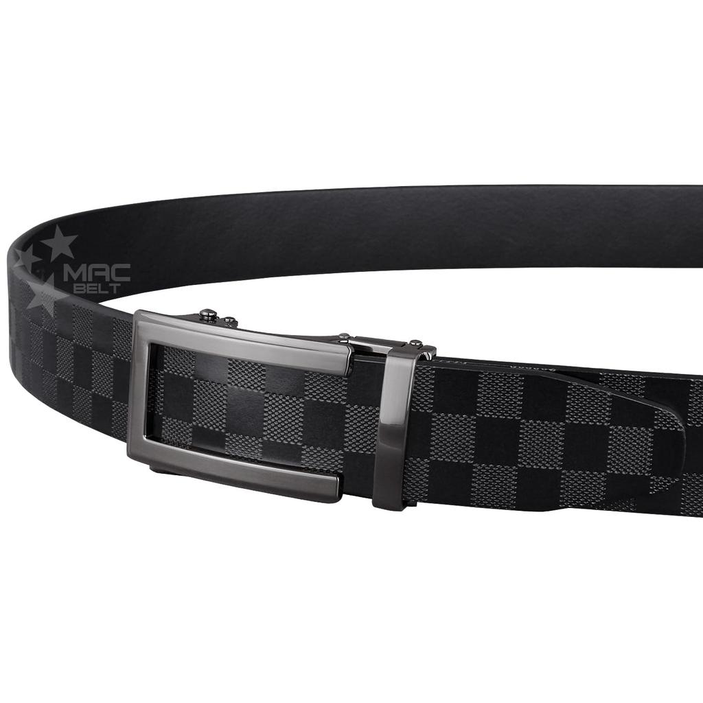 Men's belt, no holes, large size, stylish, casual, genuine leather, check pattern, casual belt, jeans belt, brand, automatic lock, adjustable, men's