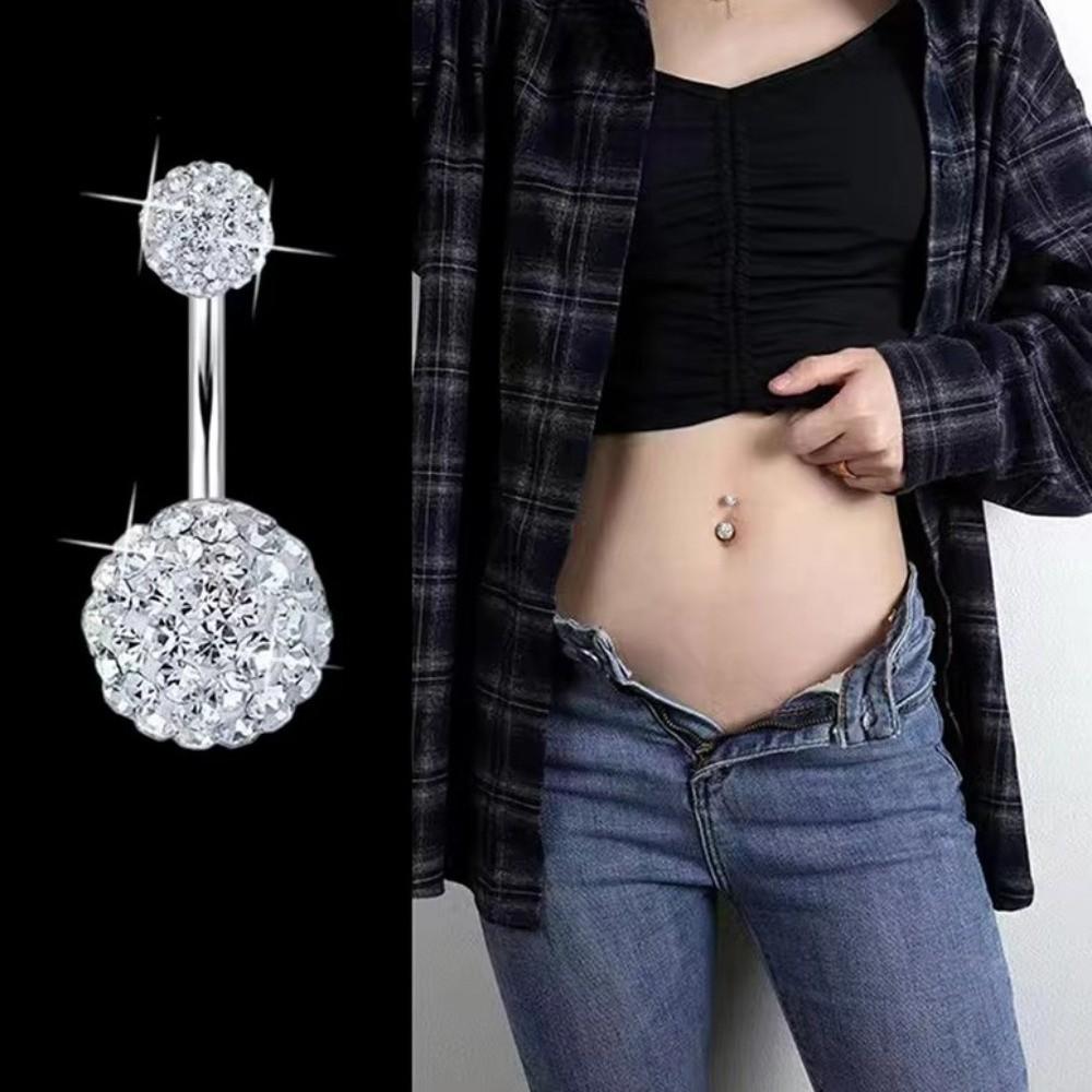 Edelstahl Bauchnabelpiercing mit Edelstein Eleganter Glänzender Körperschmuck Zubehör