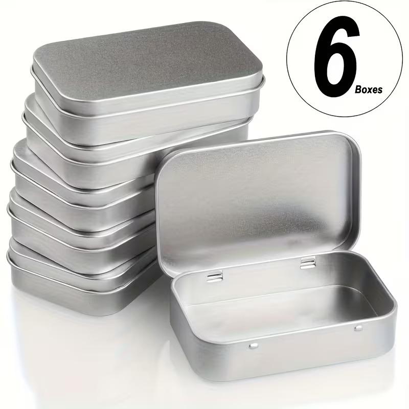6-12pcs Aluminum Storage Boxes with Lids Portable Rectangular Metal Containers for Small Items Gift Cards Holder Home Organizers
