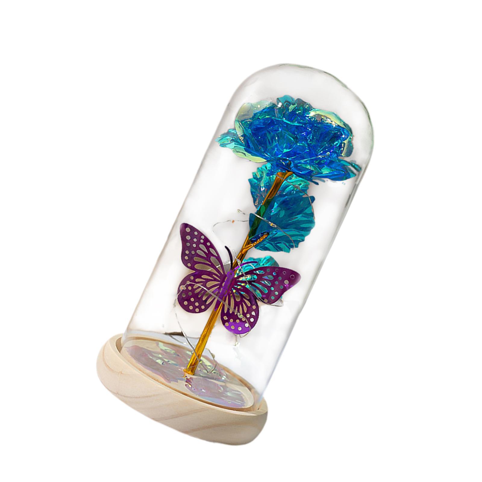 

Valentines Day Gifts for Her Rose Butterfly in Glass Dome for Graduation Mothers Day Valentine s Day Engagement Girlfriend синій
