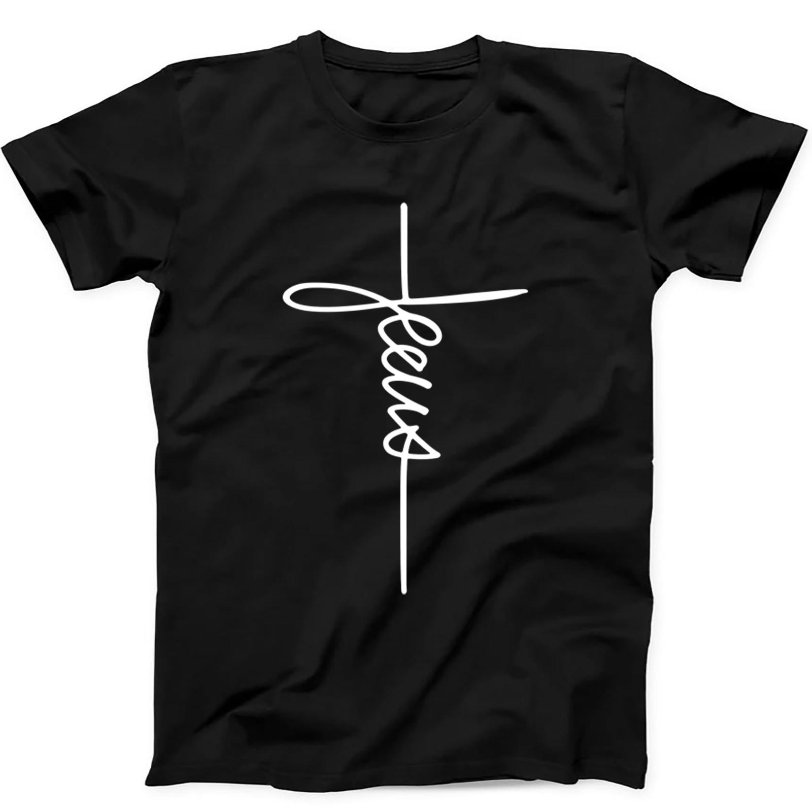 Jesus Christian Religious Signature Cross Love Gift Tee Black T Shirt 606 S