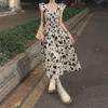 Sommerliches Blumenkleid mit französischen Ärmeln für Damen, schlankmachendes Midikleid im Hepburn-Stil
