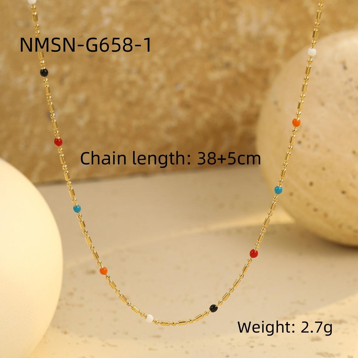 GEMCHIC Women s Stainless Steel Layered Beaded Necklace with Droplet Charms, Fashion Titanium Steel Choker